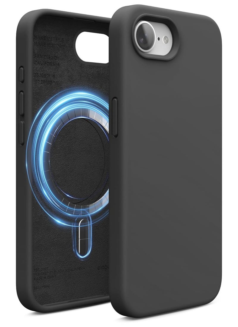 Elago Magnetic Liquid Silicone for iPhone 16E Case Cover Compatible with MagSafe Shockproof - Black 