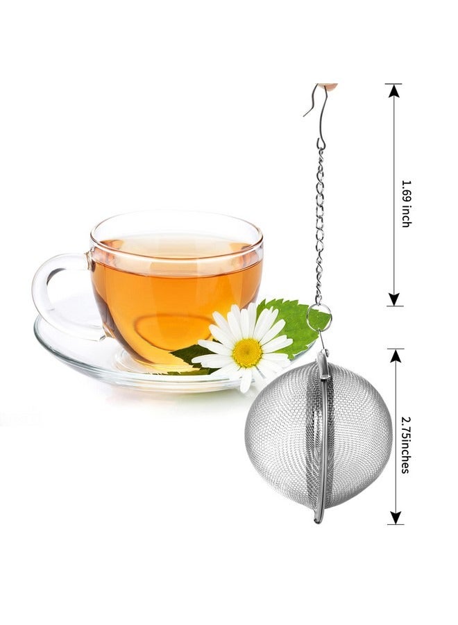 بيوينتي 2 قطعة من كرات الشاي الشبكية المصنوعة من الفولاذ المقاوم للصدأ مقاس 2.7 بوصة مصافي الشاي ومرشحات مصفاة الشاي للشاي - Image 2