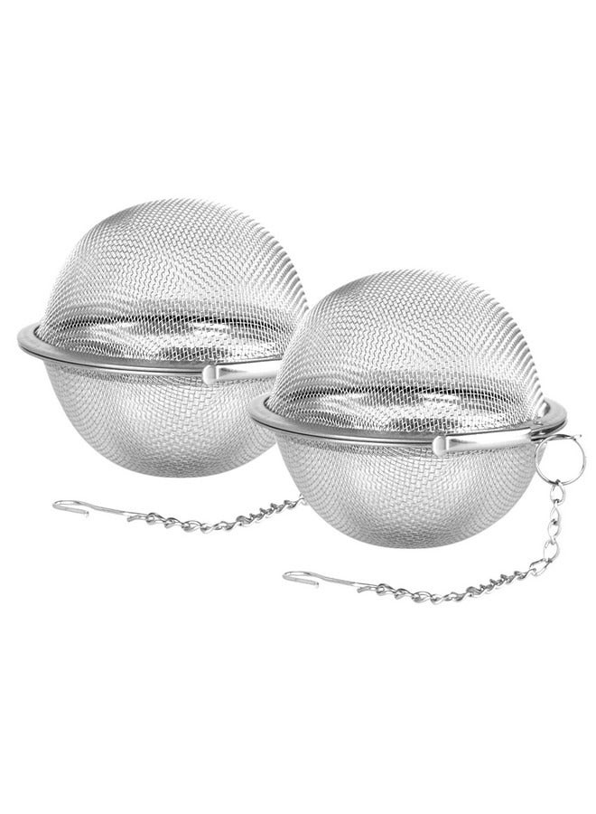 بيوينتي 2 قطعة من كرات الشاي الشبكية المصنوعة من الفولاذ المقاوم للصدأ مقاس 2.7 بوصة مصافي الشاي ومرشحات مصفاة الشاي للشاي - Image 1