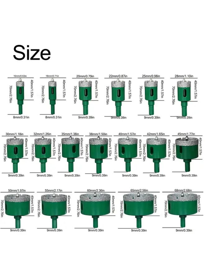 18mm Dark Green Diamond Hole Saw with Positioning Drill Bit for Tile Glass Marble - Image 2