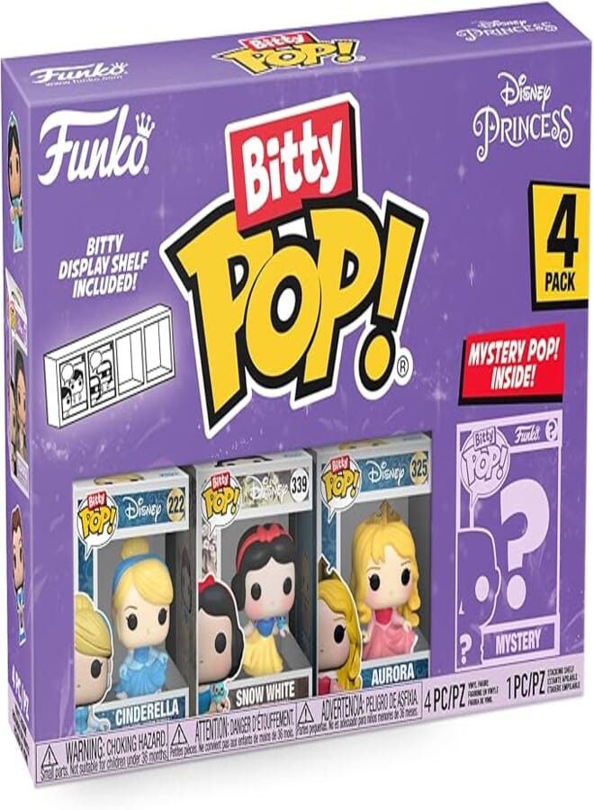 Funko Bitty Pop! Disney Princess Mini Collectible Toys 4-Pack - Cinderella, Snow White, Aurora & Mystery Chase Figure (Styles May Vary)
