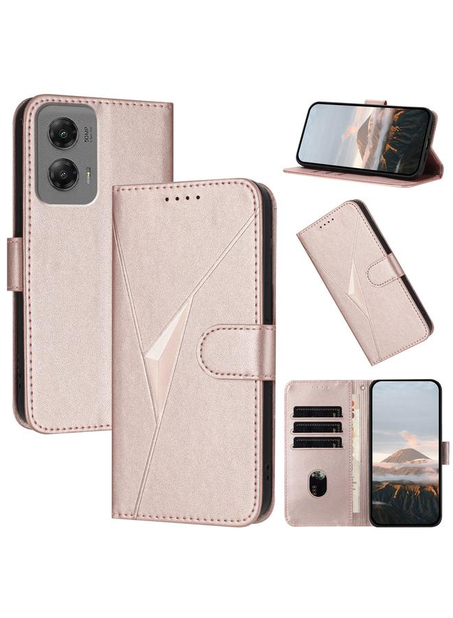 S-TOP Case For Motorola Moto G Stylus 2024 Triangle Pattern Buckle Clasp Leather Phone Case - Image 1