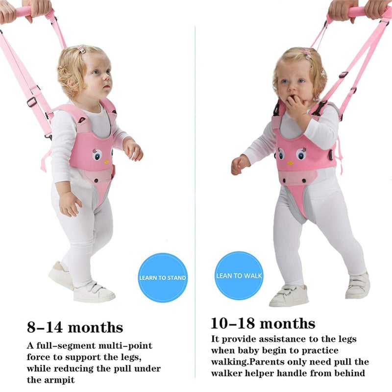 IULONEE Baby Walker, Handheld Kids Toddler Walking Harness Helper Assistant Protective Belt Child Activity Walker Adjustable Standing Up Walking Learning Helper for Toddler 7-24 Month (Pink) - Image 2