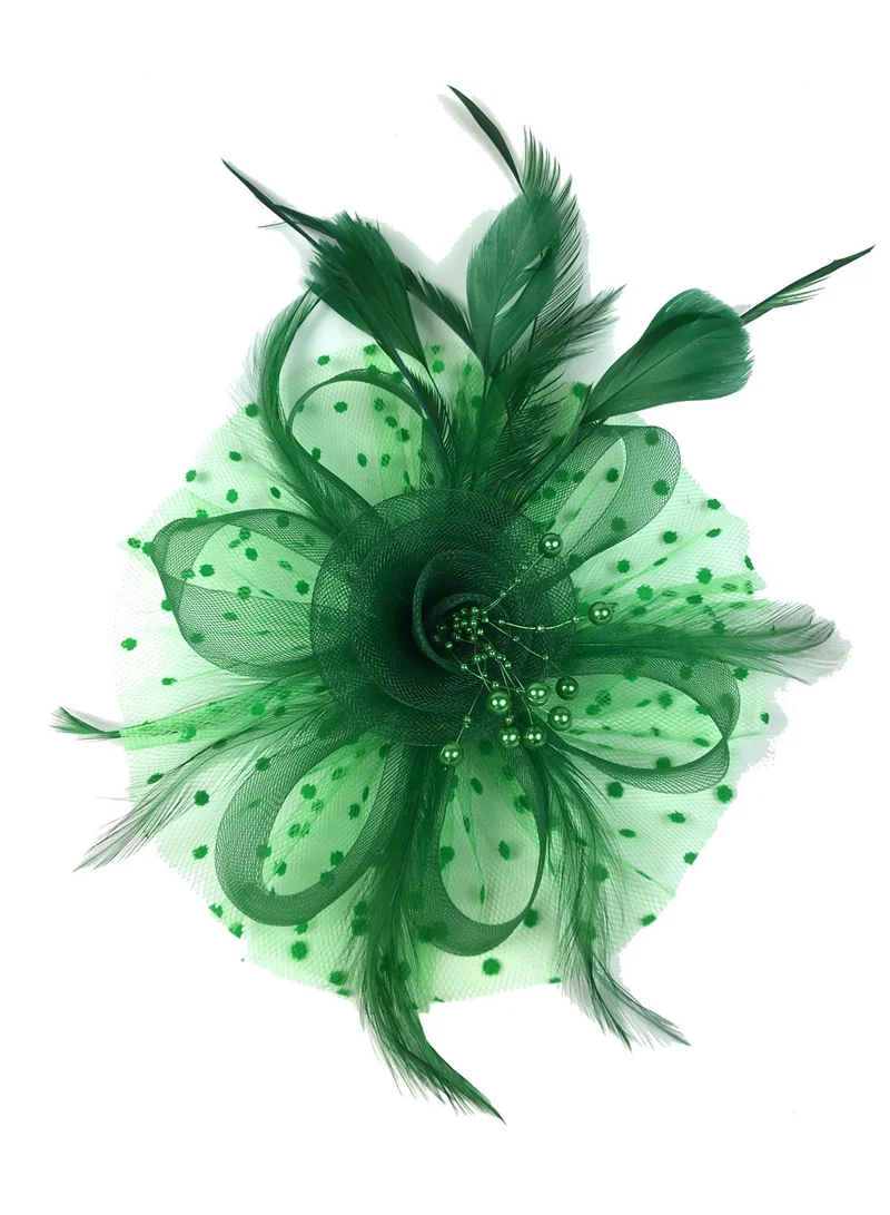 D'Daniela Ddaniela Monalisa Fascinator Hats for Party Headband,  Hat Flower Mesh Ribbons Feathers on a Headband and a Clip Tea Party Headwear for Girls