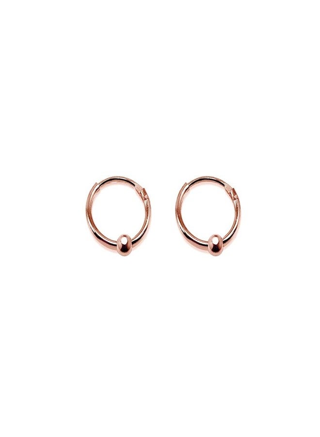 Hoops 4 Less Rose Gold Flash Sterling Silver Ball Bead Small Endless 10mm Lightweight Thin Round Unisex Hoop Earrings, 3 Pairs - Image 4