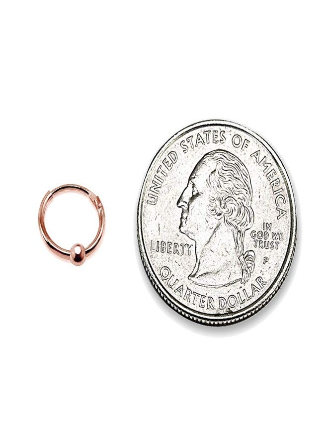 Hoops 4 Less Rose Gold Flash Sterling Silver Ball Bead Small Endless 10mm Lightweight Thin Round Unisex Hoop Earrings, 3 Pairs - Image 5