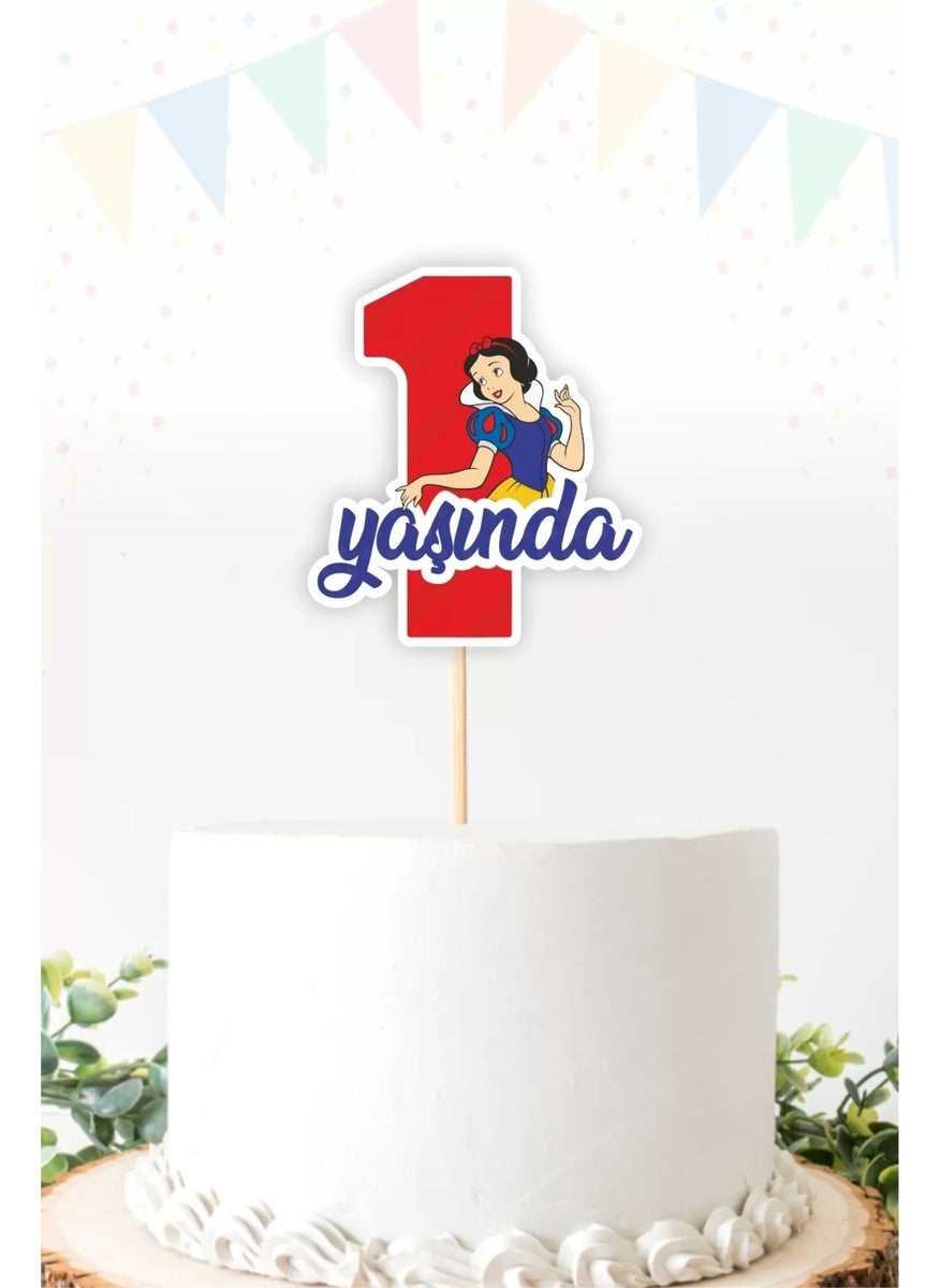 Neşeli Günlerim My Happy Days Snow White 1 Year Old (One) Cake Topper *thick Paper 