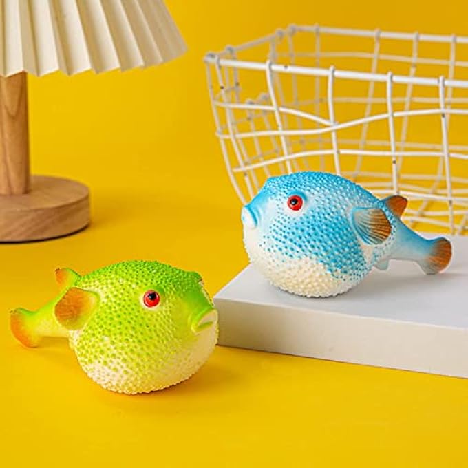 Ganjiang 2pack Emulation Puffer Fish Squeeze Toy Stress Balls Squishy Kids Party Favors - Image 3
