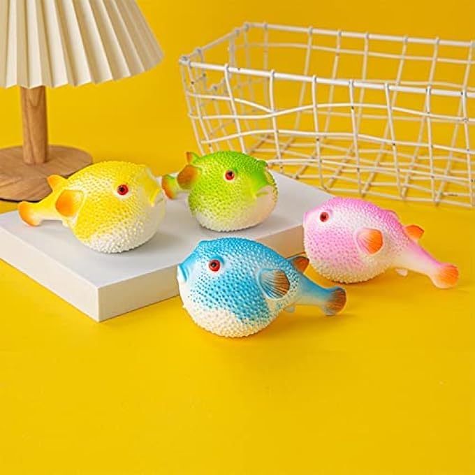Ganjiang 2pack Emulation Puffer Fish Squeeze Toy Stress Balls Squishy Kids Party Favors - Image 2