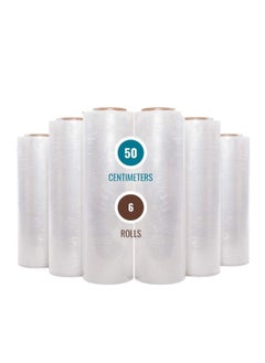 MARKQ [6 Rolls] Clear Stretch Film Wrap - 500mm Heavy Duty Plastic Shrink Wrap for Pallet Wrap, Packing, Moving and Packaging - Cling Wrap  - Image 1