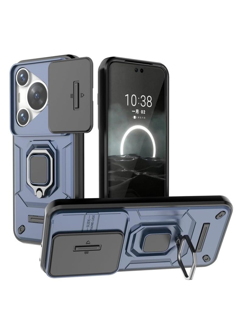 General Compatible Huawei Pura 70 Ultra Stand Case with Sliding Camera Lens Cap Compatible with Huawei Pura 70 Ultra Housing Blue  - Image 1