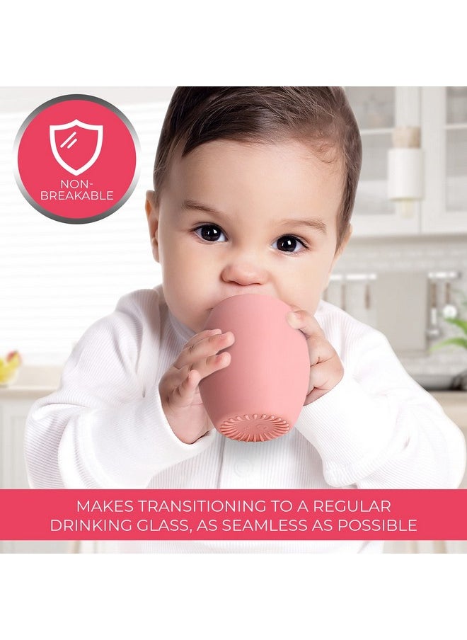 SPERRIC - Silicone Baby Cup Toddler Training Cup Open Cup For Baby Led Weaning 2 Pack Of No Spill Sippy Baby Cups Soft & Gentle On Gums Bpa Free Silicone Baby Cups (Pink) - Image 1