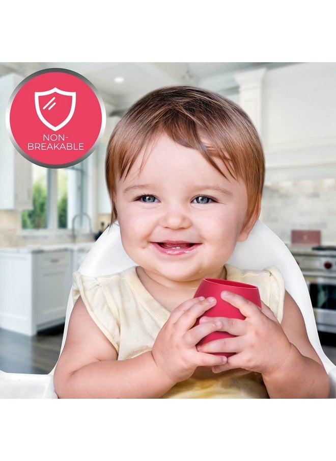 SPERRIC - Silicone Baby Cup Toddler Training Cup Open Cup For Baby Led Weaning 2 Pack Of No Spill Sippy Baby Cups Soft & Gentle On Gums Bpa Free Silicone Baby Cups (Pink) - Image 1