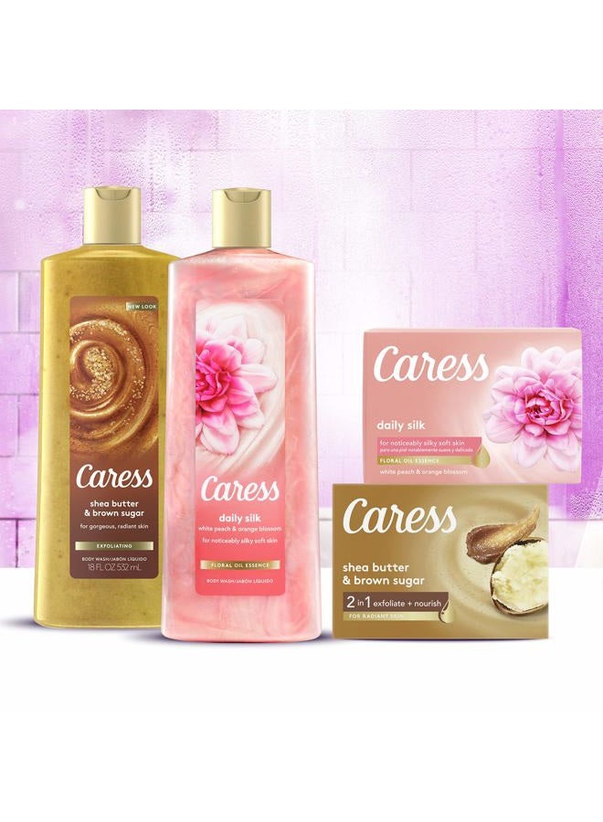 Caress Beauty Bar Soap For Silky, Soft Skin Daily Silk With Silk Extract and Floral Oil Essence 3.75 oz 4 Bars - Image 2