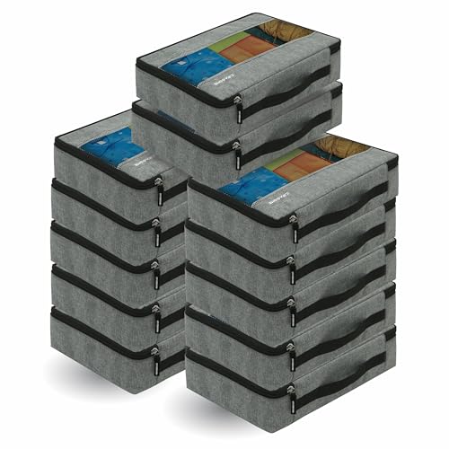 Crasome Packing Cubes for Travel, Travel Organizer for Men & Women, Travel Storage Bag, Travel Organizer, Packing Bag for Clothes Pack of 12 (Grey-12) - Image 1