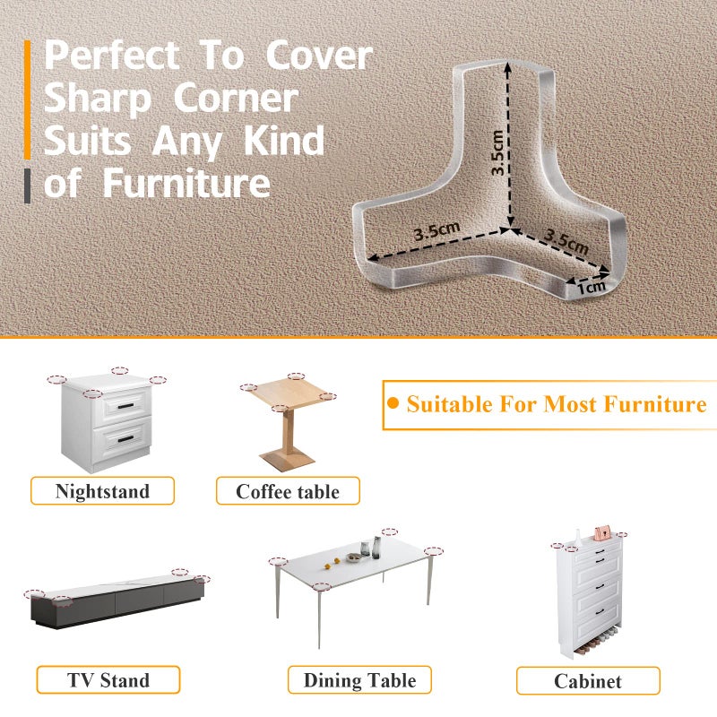 Gudui 12 Pack Corner Protector, Clear Corner Guards Table Edge Protectors, Baby Safety Corner Bumpers Covers, Furniture & Sharp Corner Baby Proofing, T Shaped(1.4"x1.4" x1.4") - Image 3