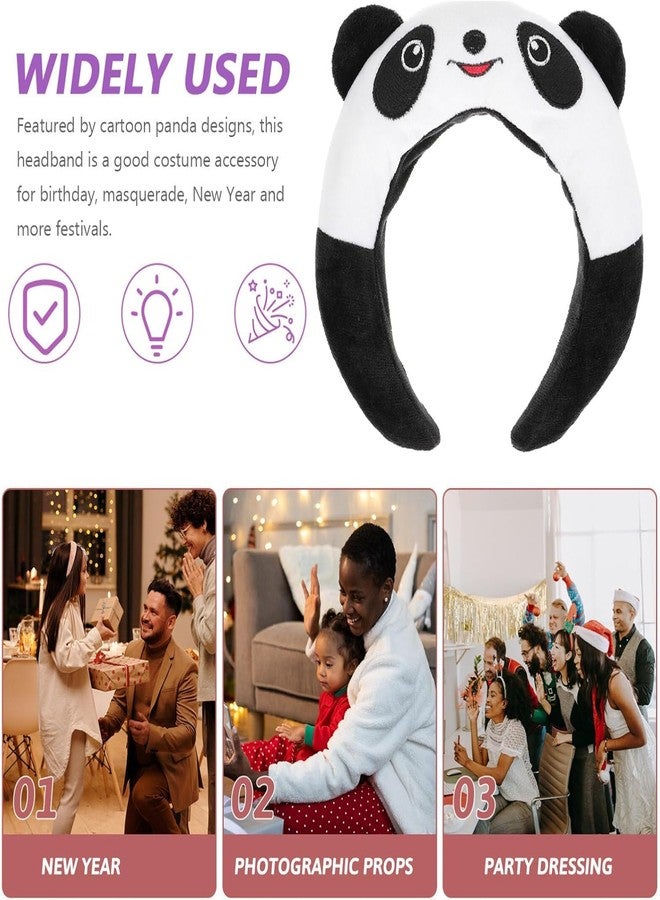 INFISPACE Fancy Dress Cosplay Costume Hair Accessories for Kids & Adults| 3D Animal Ears Cartoon Plush Headband (Panda) - Image 2