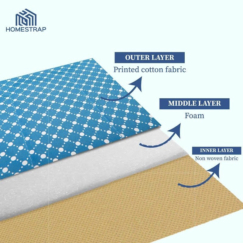 Homestrap set of 3 Cotton Quilted 3 Layered Foldable Saree Covers/Clothes Storage Bag/Wardrobe Organizer With Transparent Window And Zip For Lehenga, Suit, Dress,& Accessories (Blue) - Image 4