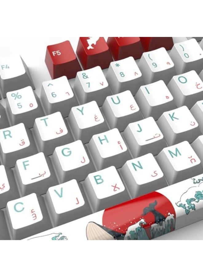 أغطية مفاتيح الأبجدية العربية 125 مفتاحًا أغطية مفاتيح مخصصة للألعاب بروفايل XDA صبغ PBT تصميم عربي وأمريكي لمفاتيح Cherry MX 61 62 64 68 84 87 104 108 980K لوحة مفاتيح ميكانيكية - Image 2