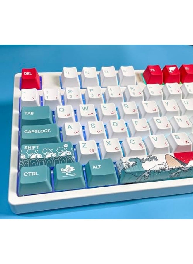 أغطية مفاتيح الأبجدية العربية 125 مفتاحًا أغطية مفاتيح مخصصة للألعاب بروفايل XDA صبغ PBT تصميم عربي وأمريكي لمفاتيح Cherry MX 61 62 64 68 84 87 104 108 980K لوحة مفاتيح ميكانيكية - Image 3