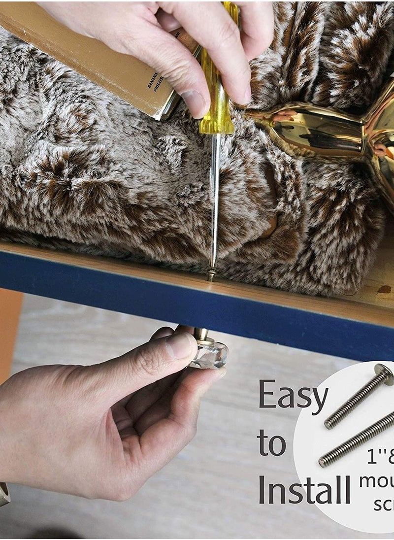 SYOSI - Glass Crystal Knobs Cabinet Knobs and Pulls Oval Crystal Knobs for Dresser Drawers Brass Drawer Pull Cabinet Handle Gold Furniture Hardware for Dresser Kitchen 6 Pack Square - Image 1