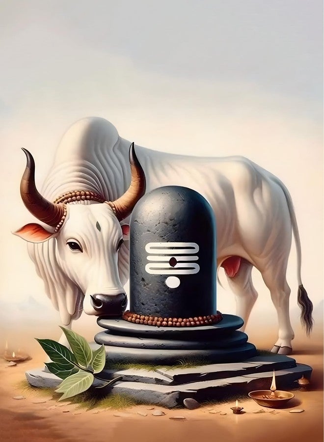 Roostaflag Lord Shiva Lingam and Nandi Sticker for Wall | Poster for Pregnant Women | Huge Linga for Pooja Room Decoration - Image 1