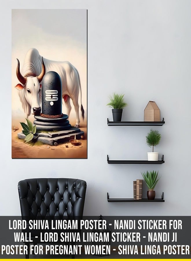 Roostaflag Lord Shiva Lingam and Nandi Sticker for Wall | Poster for Pregnant Women | Huge Linga for Pooja Room Decoration - Image 2