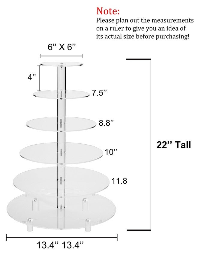 Jusalpha® 6 Tier Round Acrylic Cupcake Stand-cake stand-dessert stand, cupcake Tower 6RFs (6 Tier With Base) (6RF-S) - Image 2