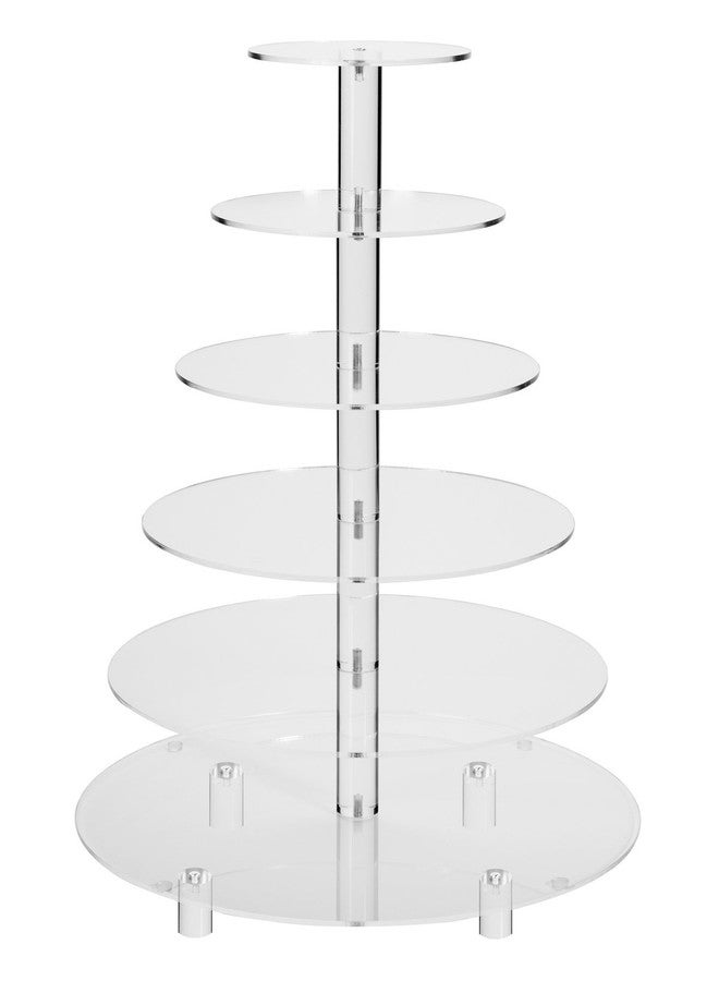 Jusalpha® 6 Tier Round Acrylic Cupcake Stand-cake stand-dessert stand, cupcake Tower 6RFs (6 Tier With Base) (6RF-S) - Image 1