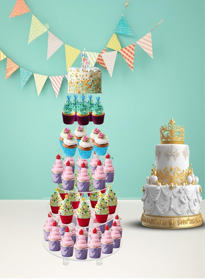 Jusalpha® 6 Tier Round Acrylic Cupcake Stand-cake stand-dessert stand, cupcake Tower 6RFs (6 Tier With Base) (6RF-S) - Image 4