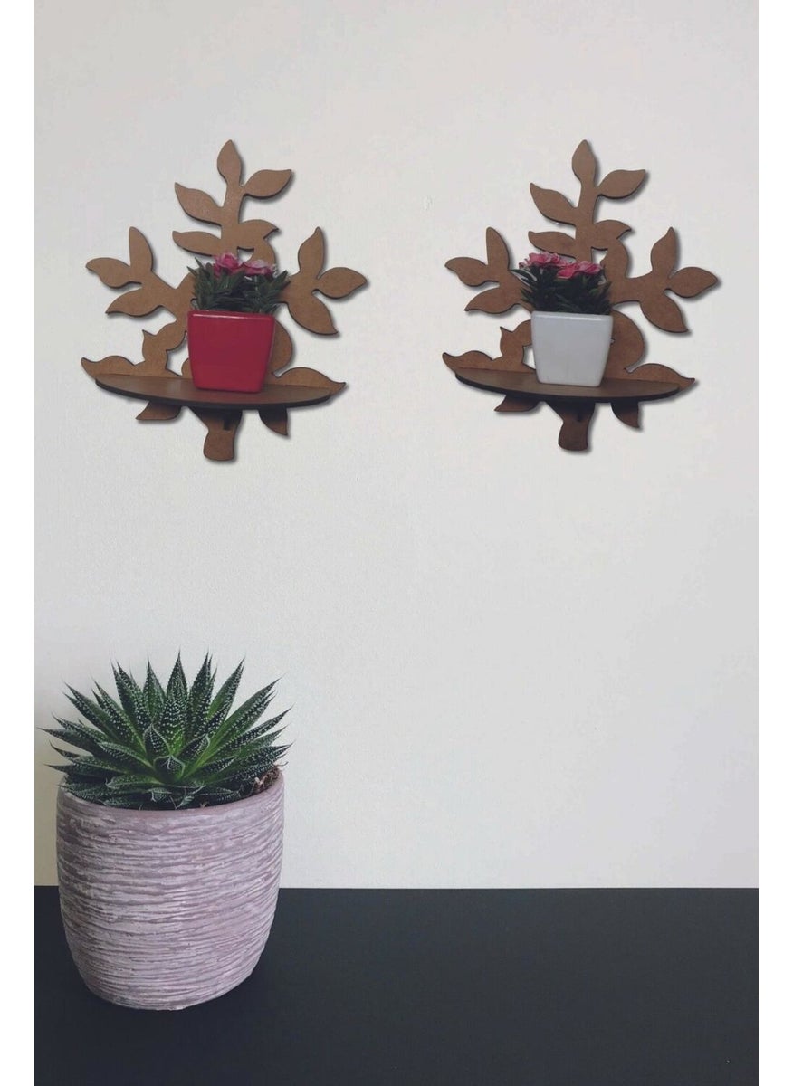 HELLOVE - Mini Wooden Wall Decoration 2 Piece Wooden Candle Holder Flower Rack - Image 1
