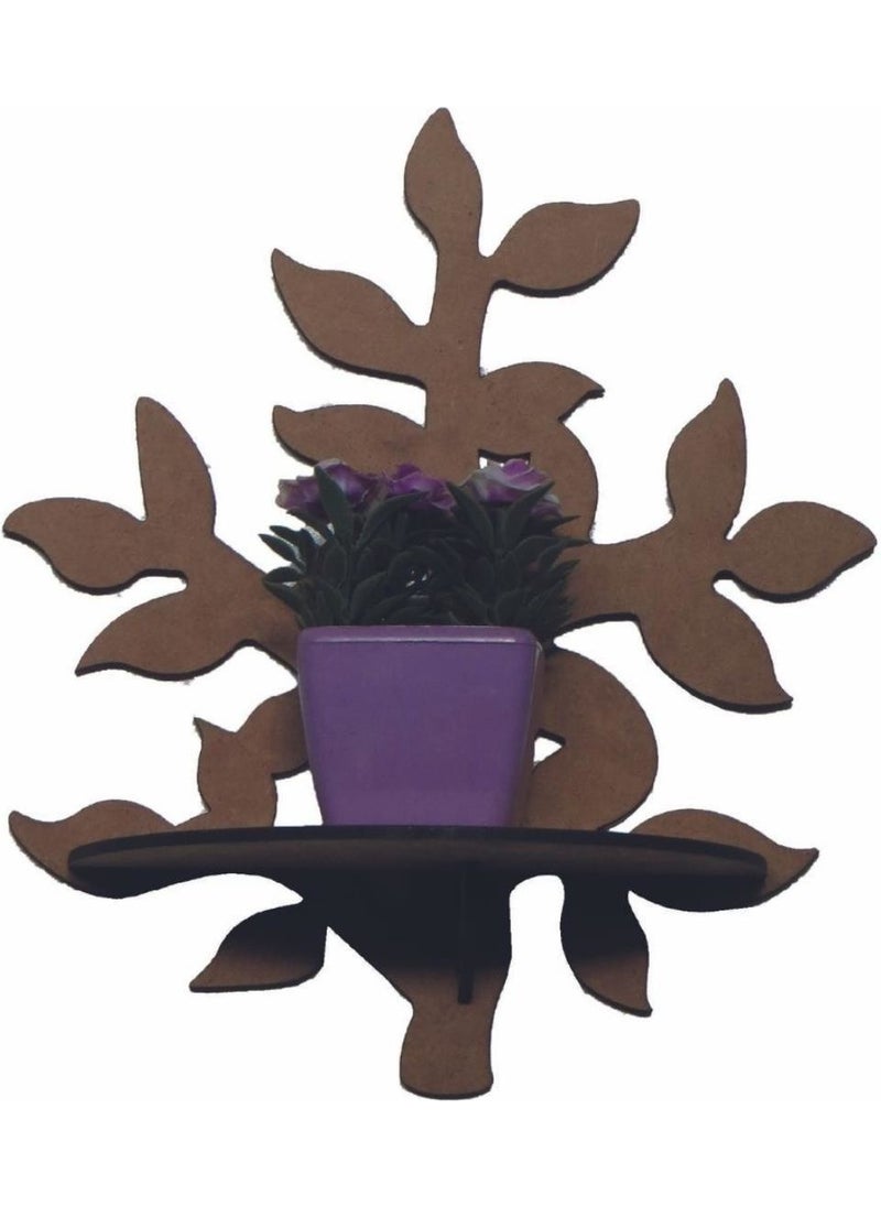 HELLOVE - Mini Wooden Wall Decoration 2 Piece Wooden Candle Holder Flower Rack - Image 1