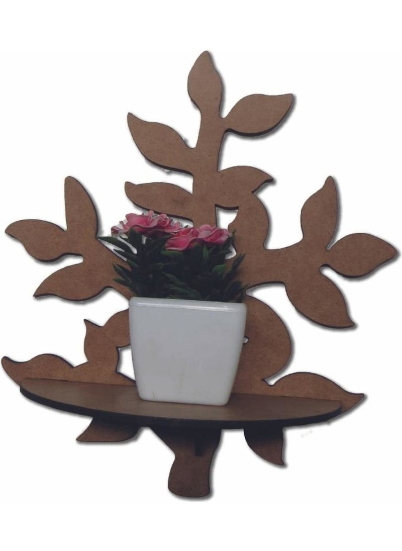 HELLOVE - Mini Wooden Wall Decoration 2 Piece Wooden Candle Holder Flower Rack - Image 1