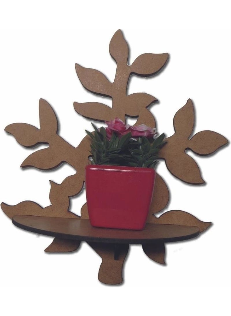 HELLOVE - Mini Wooden Wall Decoration 2 Piece Wooden Candle Holder Flower Rack - Image 1