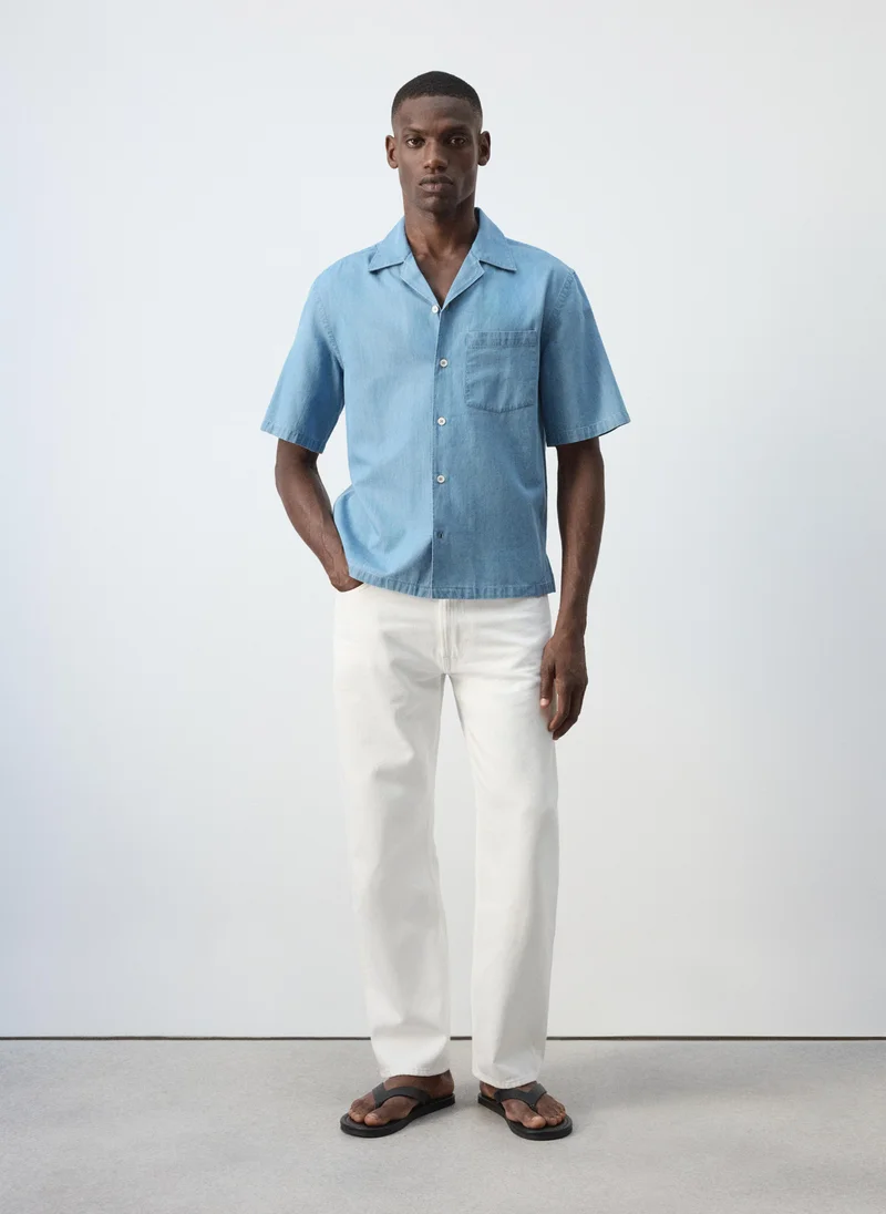 Mango Man TC-TEJANO CLARO 100% Cotton Bowling-Collar Shirt for Men | Best Price UAE