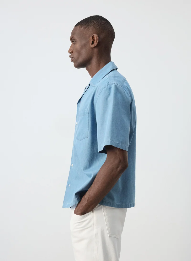 Mango Man TC-TEJANO CLARO 100% Cotton Bowling-Collar Shirt for Men | Best Price UAE