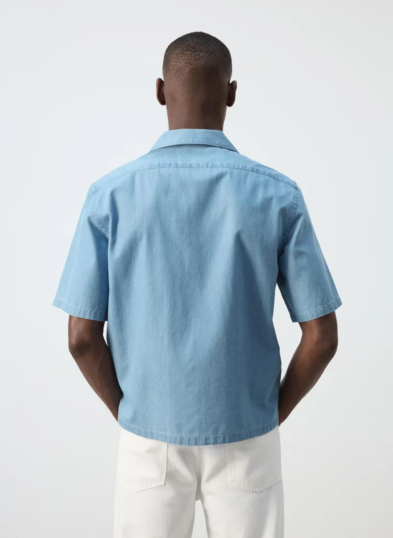 Mango Man TC-TEJANO CLARO 100% Cotton Bowling-Collar Shirt for Men | Best Price UAE