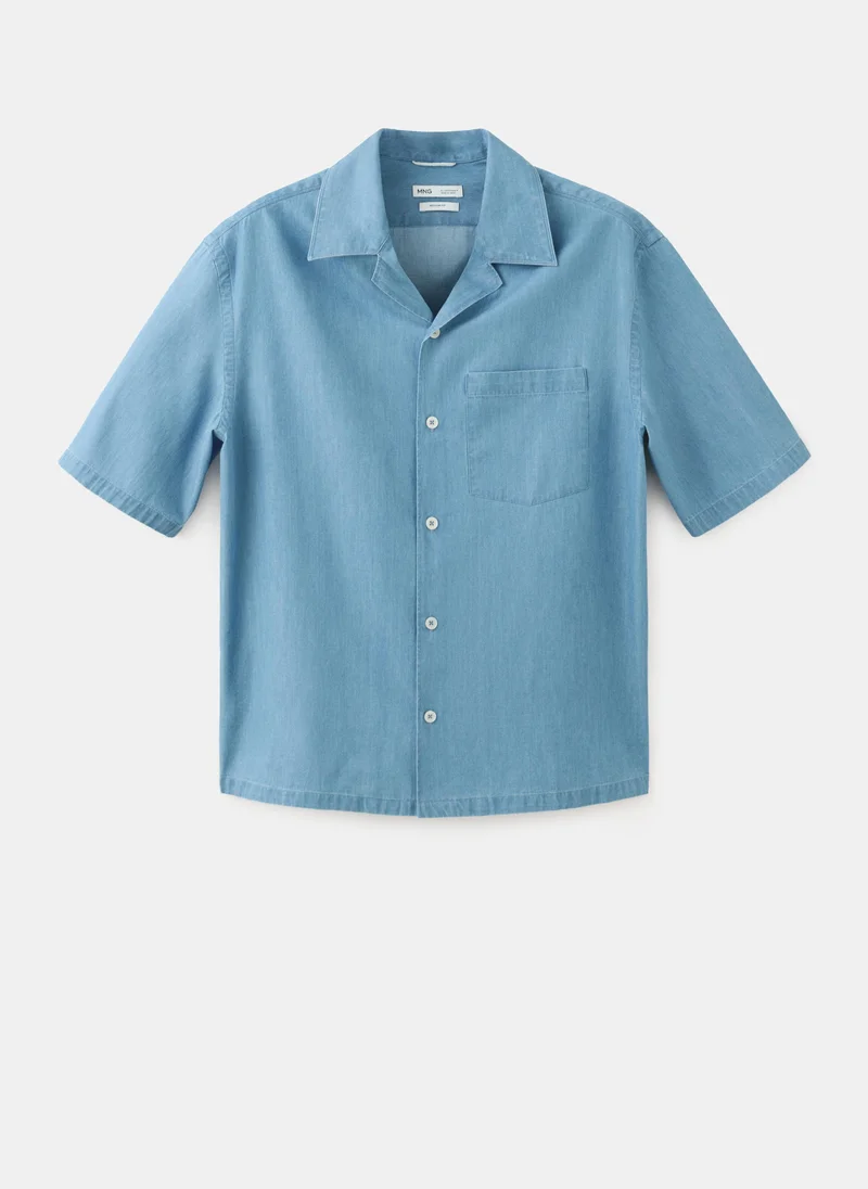 Mango Man TC-TEJANO CLARO 100% Cotton Bowling-Collar Shirt for Men | Best Price UAE