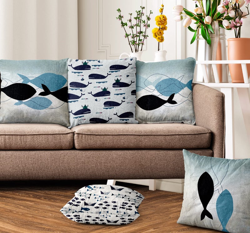Ultimate Trends Polyester Digital Modern Printed Cushion Cover 24x24 Set of 5, White (UTCC-1009_ 24) - Image 1