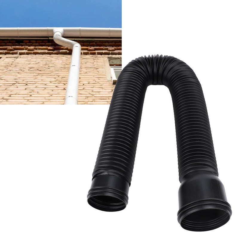 Rain Gutter Downspout Extension Flexible PE Extendable Drain Away Extender for Outdoor Villa Round Black - Image 5