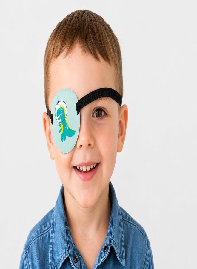 SEMITO Kids Eye Patch for Lazy Eye Amblyopia Adjustable Soft Single Eye Mask for Boys Girls Cartoon Dinosaur Orthoptic Eye Cover Washable Reusable Multicolour Pack of 2 - Image 3
