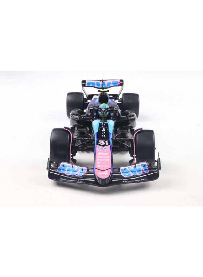 Solido Alpine F1 Team A524 Brazilian GP 2024 E. Ocon Diecast Model Car, 1:18 Scale Formula 1 Race Car, Blue Collector Display Model with Directional Wheels - Image 1