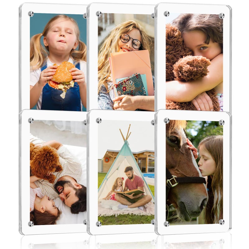 COIDEA Acrylic Fridge Magnetic Instax Frame, 6 Packs Polaroid Frame, 2.36x3.54 Inch Polaroid Magnet Frame for Refrigerator, Double Sided Mini Picture Frames - Image 1