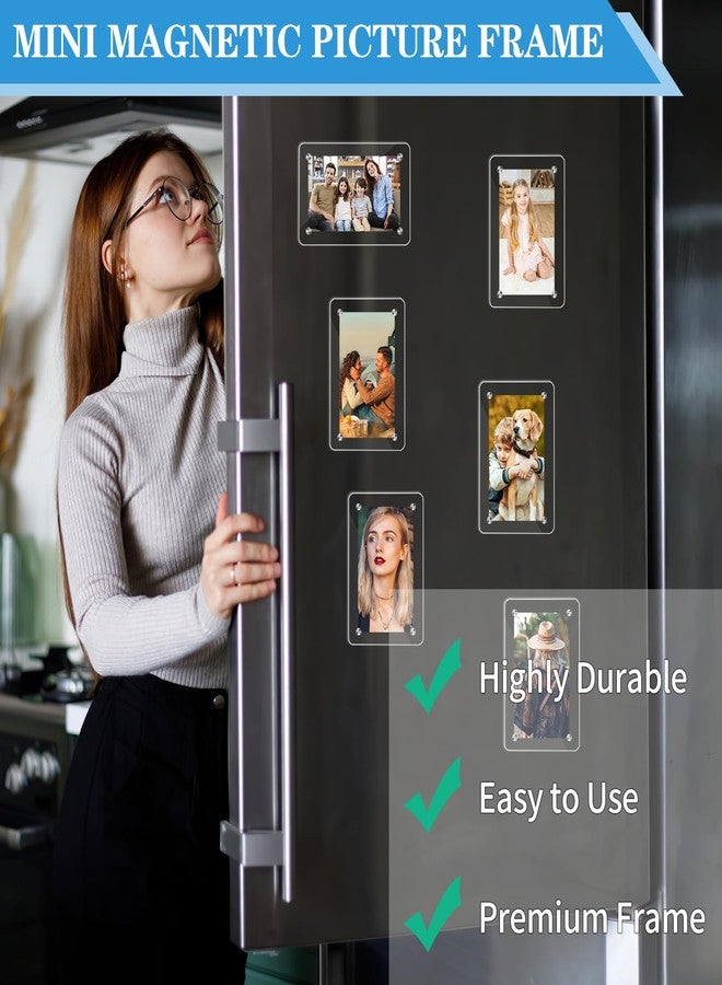 COIDEA Acrylic Fridge Magnetic Instax Frame, 6 Packs Polaroid Frame, 2.36x3.54 Inch Polaroid Magnet Frame for Refrigerator, Double Sided Mini Picture Frames - Image 5