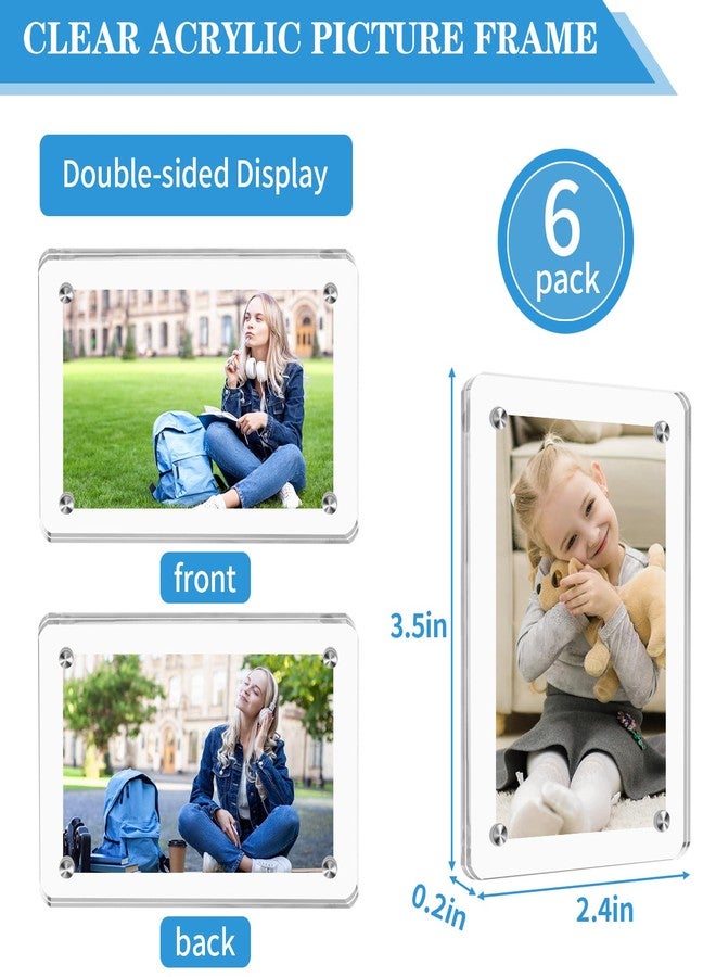 COIDEA Acrylic Fridge Magnetic Instax Frame, 6 Packs Polaroid Frame, 2.36x3.54 Inch Polaroid Magnet Frame for Refrigerator, Double Sided Mini Picture Frames - Image 2