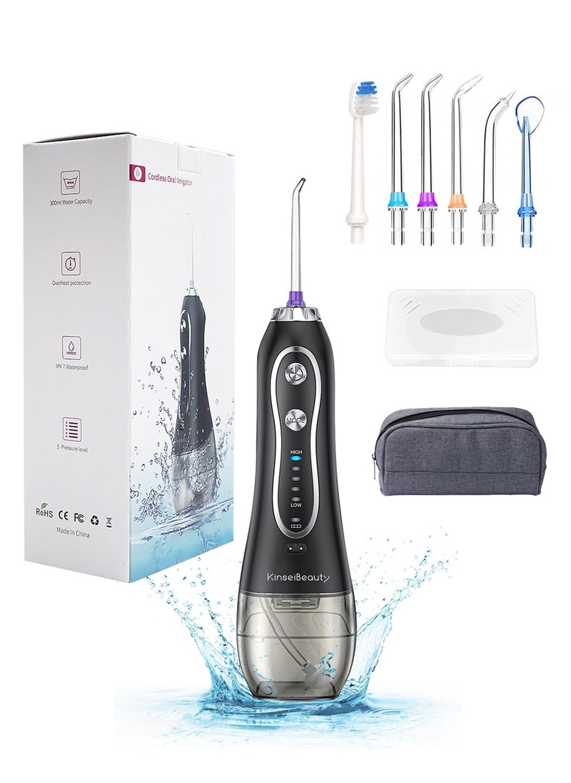 KinseiBeauty - Kinseibeauty جهاز تنظيف الأسنان بالماء المحمول Dantel Hygiene 5 Gears لون أسود - Image 1
