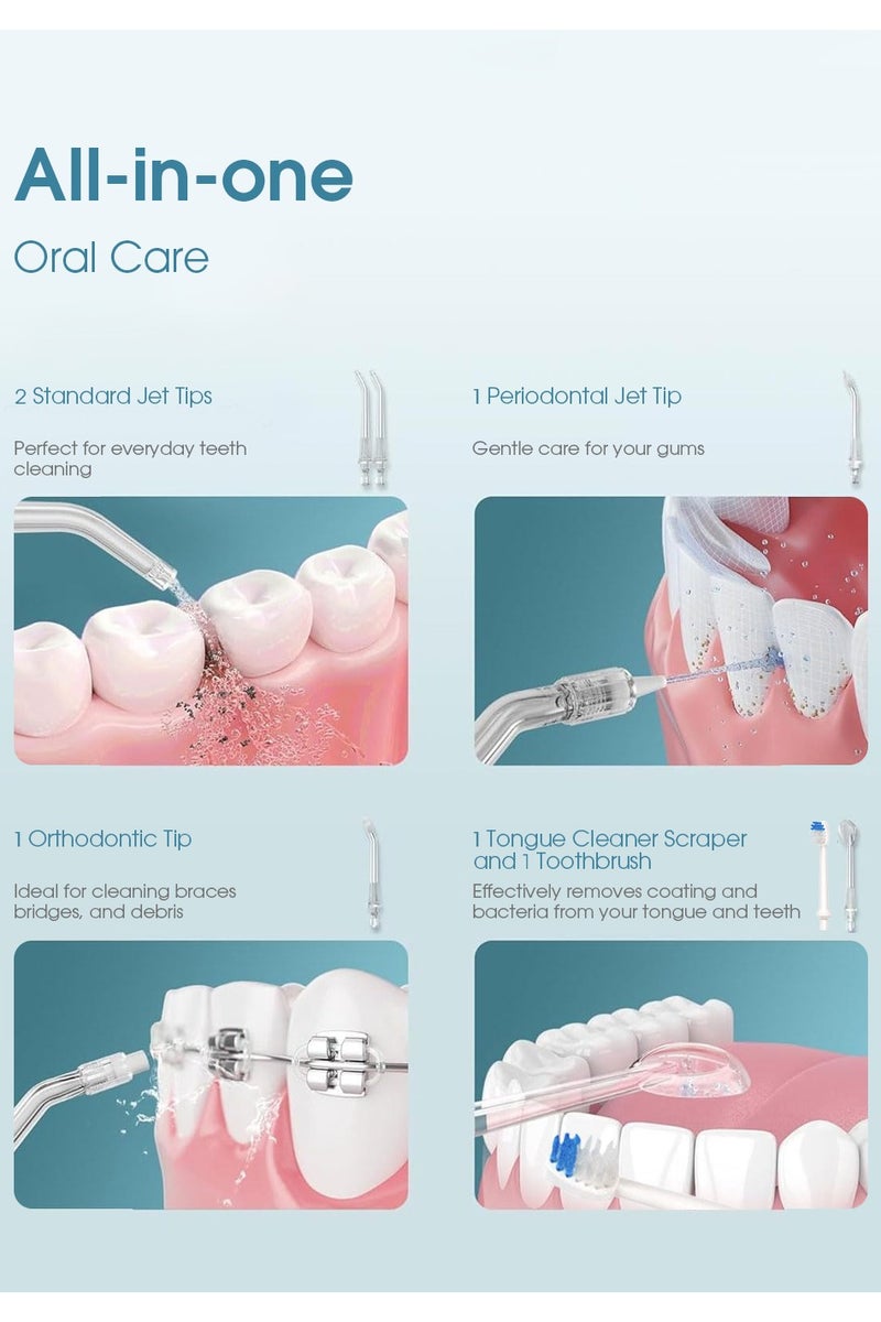 KinseiBeauty 5 Modes Water Dental Flosser Teeth Pick, IPX7 Waterproof Portable Oral Irrigator with 5 Replaceable Jet Tips,1 Toothbrush Head, 300ML Water Tank for Home And Travel  - Image 4