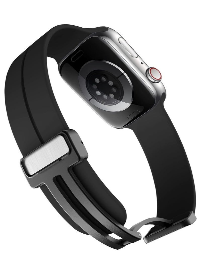 دوسالا سوار ساعة سيليكون مغناطيسي 45 مم/49 مم حزام سريع الفك للرجال والنساء، سوار رياضي ناعم لطيف على البشرة للاستبدال للساعات الذكية والساعات التناظرية، متين، مقاوم للماء، مشبك قابل للطي مغناطيسي لراحة طوال اليوم - Image 2