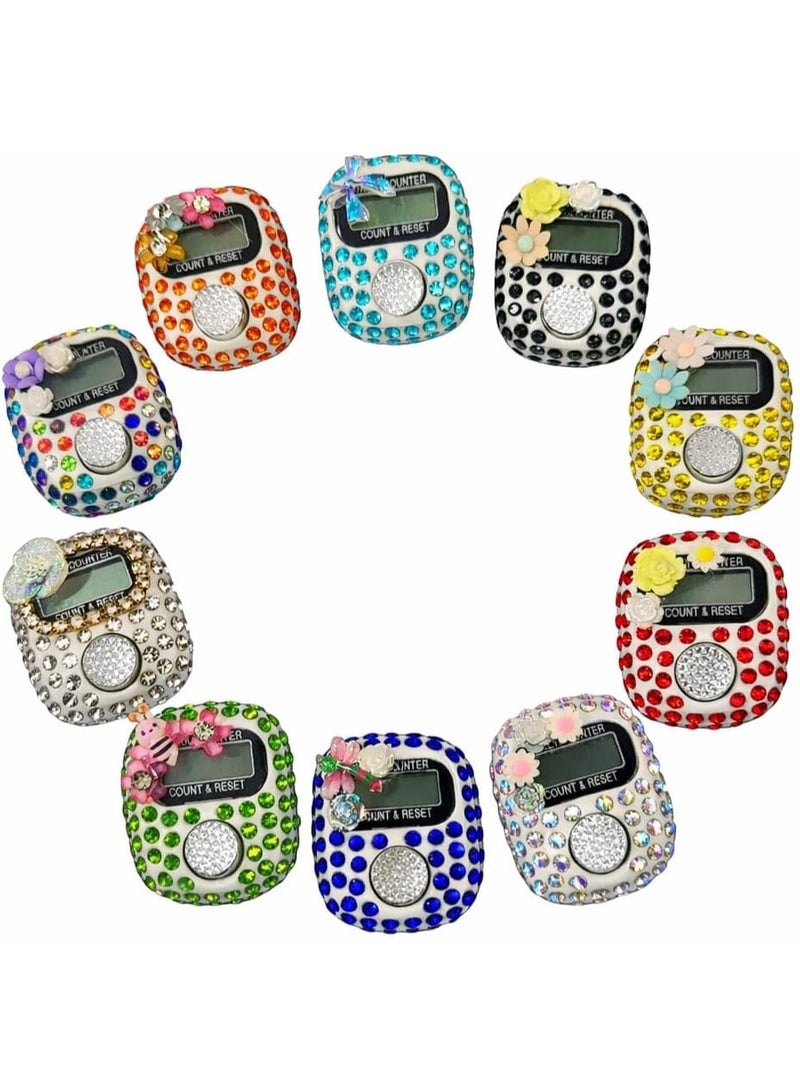 Hope 12 Pcs Bling Crystal Digital Finger Counter – Sparkly Rhinestone Tasbih for Prayer, Zikr & Meditation – Resettable 5-Digit LCD Electronic Hand Tally Counter for Knitting, Crochet & Sports – Ramadan - Image 4