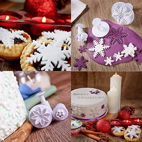 Soleebee 114 Pcs Cake Decorating Tools Fondant Cake Baking Decorating Sugar Craft Icing Tools Plunger Cutters Snowflake Rose Flower Moulds Set Letter Cookie Cutters Rolling Pin Equipment Accessories - Image 2